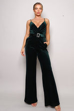 Load image into Gallery viewer, Samba Rhinestone Belt Velvet Jumpsuit