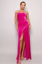 Load image into Gallery viewer, Strapless Sweetheart Maxi Velvet Dress
