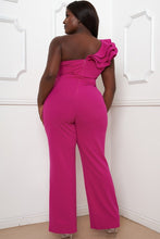 Load image into Gallery viewer, Layered Ruffle One Shoulder Plus Size Jumpsuit