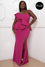 Load image into Gallery viewer, Glitter Ruffle Across Body Plus Size Maxi Dress