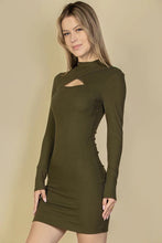 Load image into Gallery viewer, Ribbed Cut Out Front Long Sleeve Bodycon Mini Dress