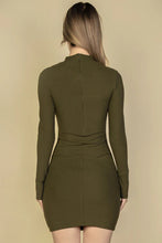 Load image into Gallery viewer, Ribbed Cut Out Front Long Sleeve Bodycon Mini Dress