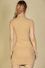Load image into Gallery viewer, Ribbed Turtle Neck Sleeveless Bodycon Mini Dress