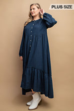 Load image into Gallery viewer, Plaid Button Down Hi - Low Hem Maxi Dress