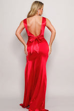Load image into Gallery viewer, Sleeveless Deep V Low Back Bow Maxi Dress