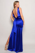 Load image into Gallery viewer, Sleeveless Deep V Low Back Bow Maxi Dress